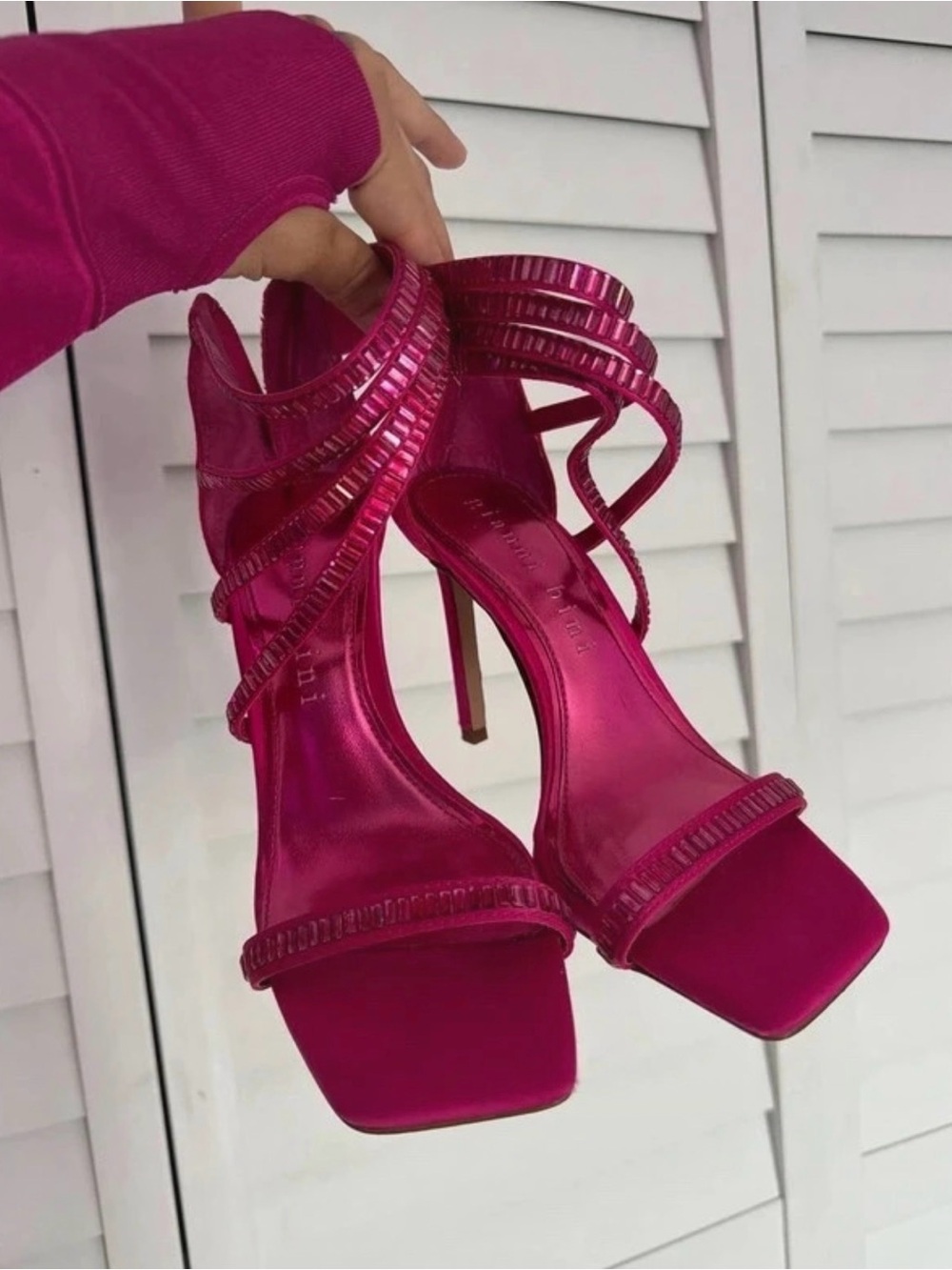Gianni Bini Fuchsia Strappy High Heel Sandals